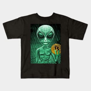 Alien Bitcoin Collectors Mars Invasion Sci-fi Kids T-Shirt